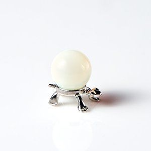 1 Opalite Gemstone 20mm Sphere On Silver Turtle Stand Gem Massage Ball Marble